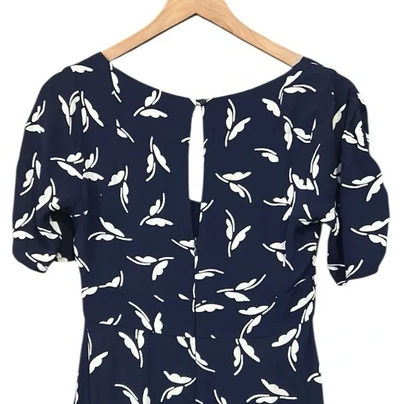 Anthropologie Maeve Fern Ruched Short Sleeve Dress Navy Blue Size 0 - Picture 9 of 11